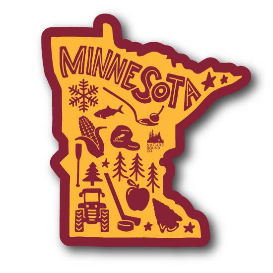 State Shape With Elements Sticker | Minnesota for wholesale by Nature Bound Co