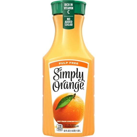 EcoQuality - Wholesale Fruit Juice - 52oz Simply Orange Juice 6 Pack Fresh Pure Premium Beverage