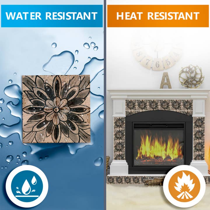 Mi Alma LLC - Wholesale Wall Tile - Floral Vintage Retro Brown Design Tile Stickers Decorative DIY Home Tiles Model - R15010