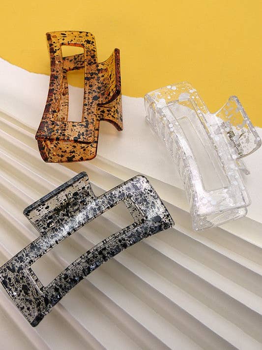 RECTANGLE CLEAR SPECKLE HAIR CLAW CLIPS | 40H541 for wholesale by JOSSLYN by wall to wall