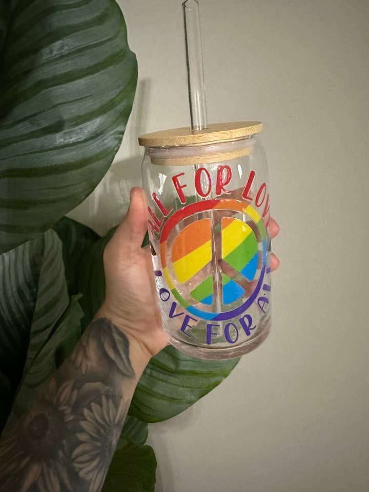 All for love beer can glass for wholesale by The Wild Flower Boutique