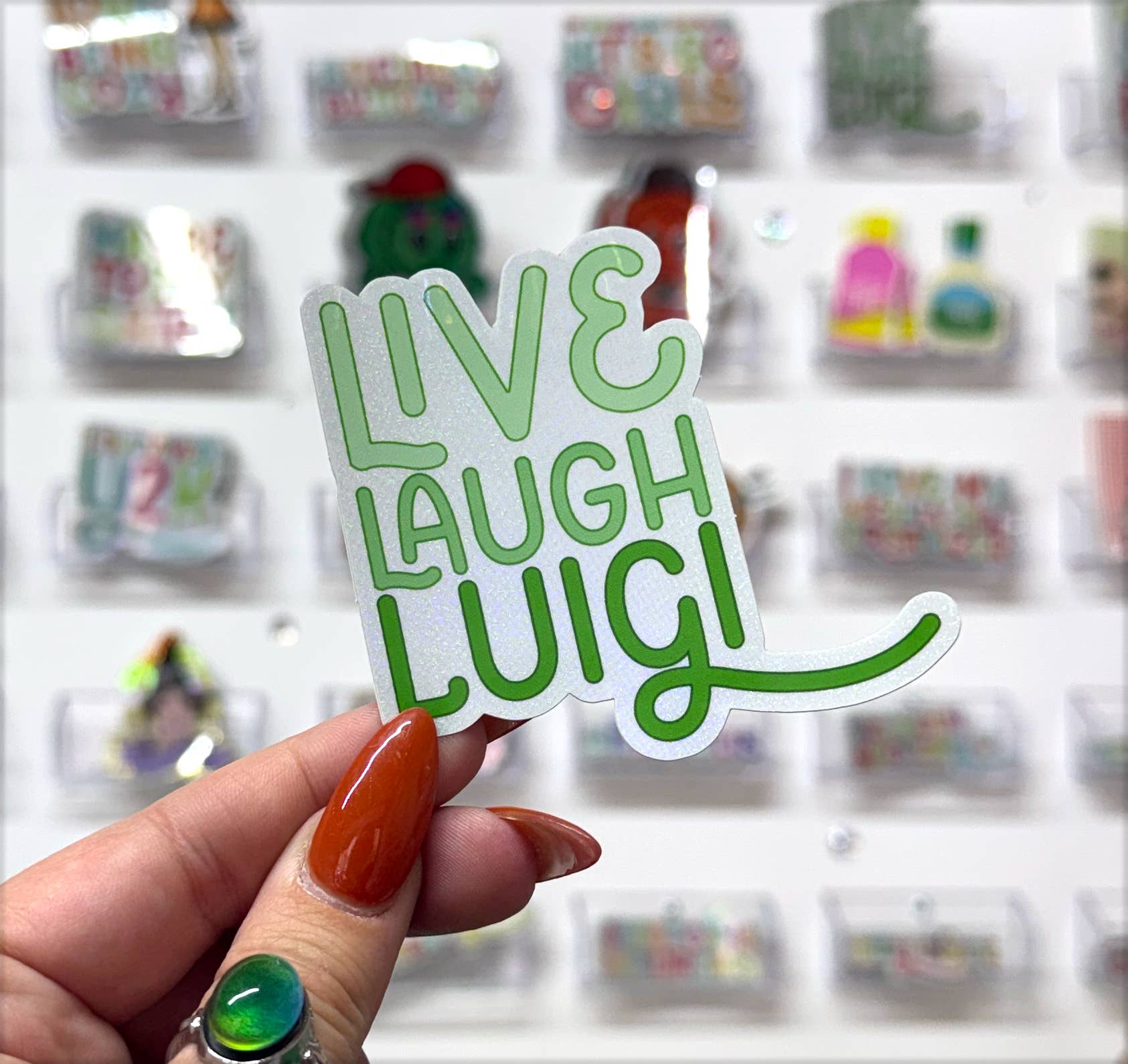 Square Peggy - Wholesale Sticker - live laugh luigi glitter sticker