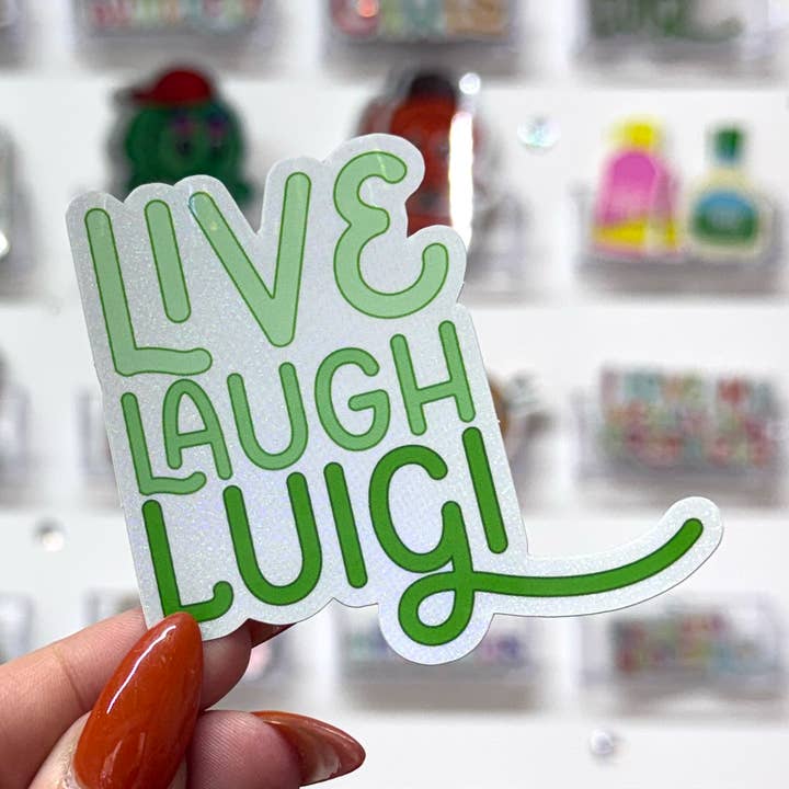 Square Peggy - Wholesale Sticker - live laugh luigi glitter sticker0