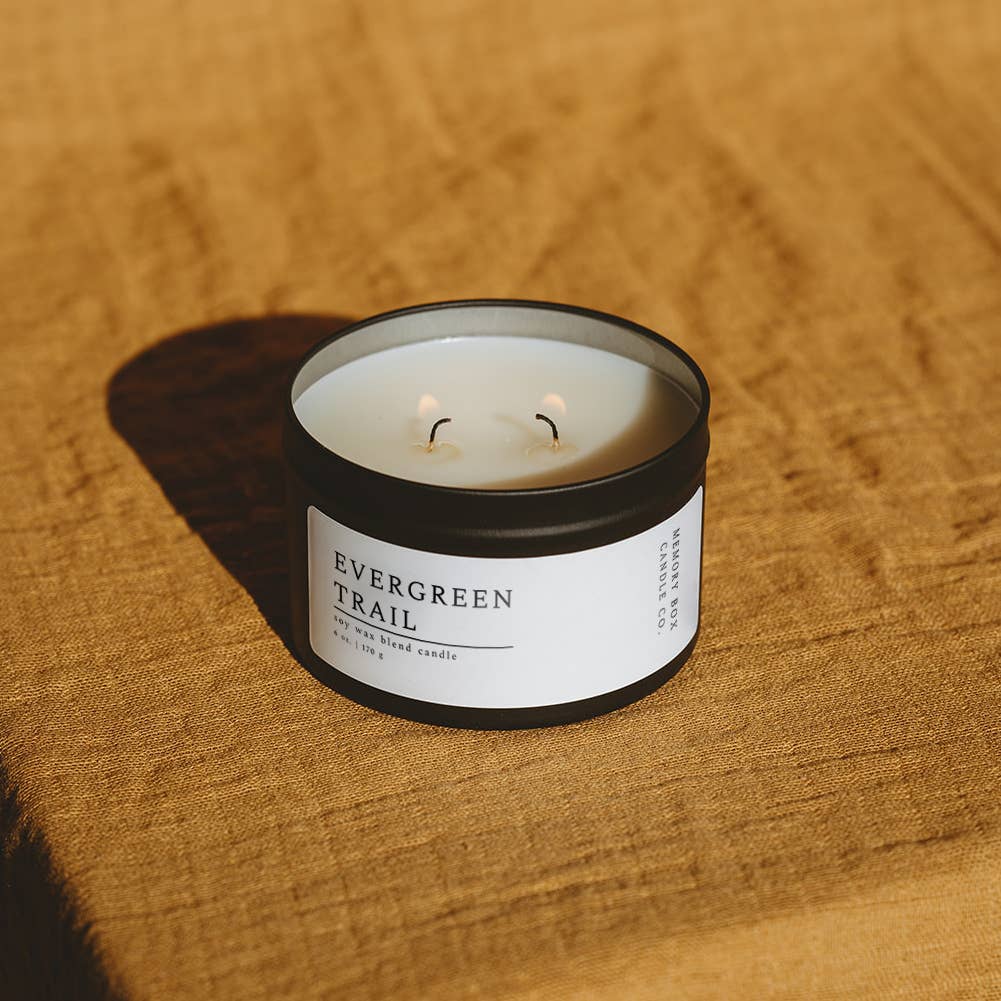 Memory Box Candle Co. - Wholesale Travel Candles - Soy Candle - Evergreen Trail - 6 oz. Matte Black Tin1