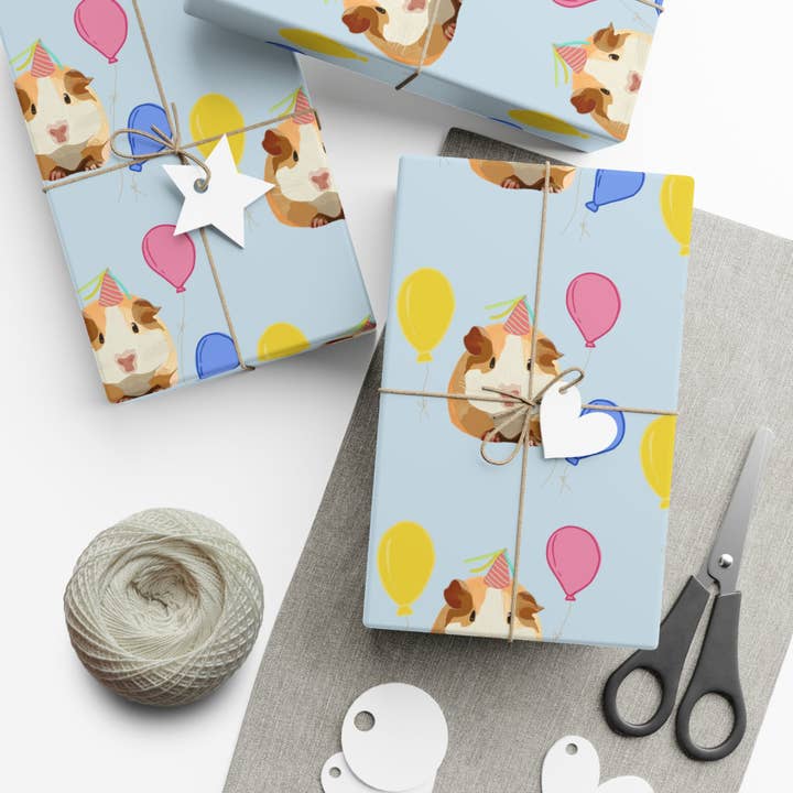 Sazzlebybell - Wholesale Flat Wrap - Guinea Pig Gift Wrap Papers