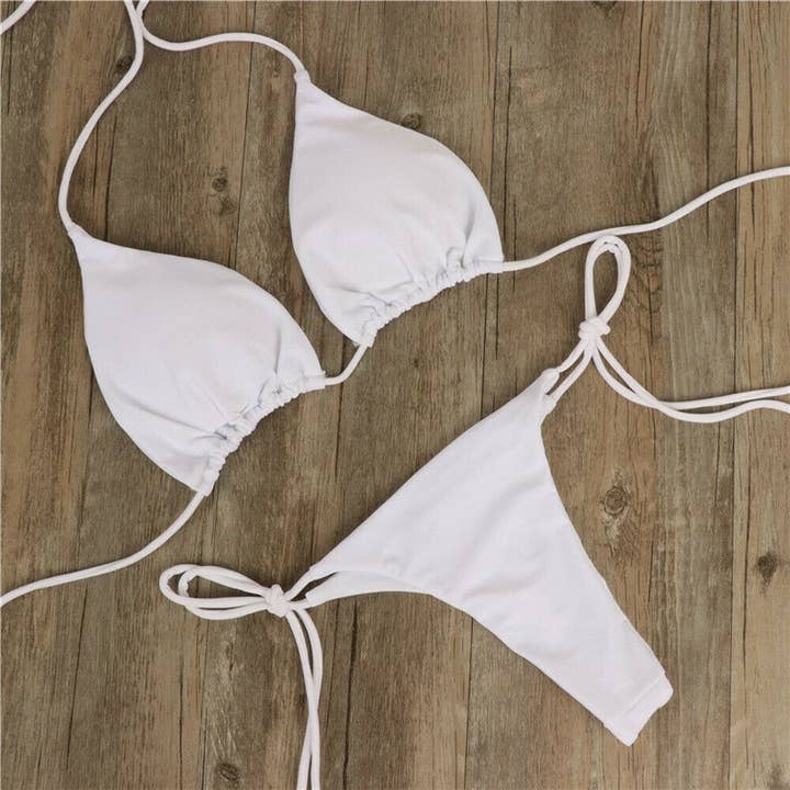 Rosa Clothing - Wholesale Two Piece Swimsuit - Women's - Get Tan !Plain string bikini set Split bikini swimsuit