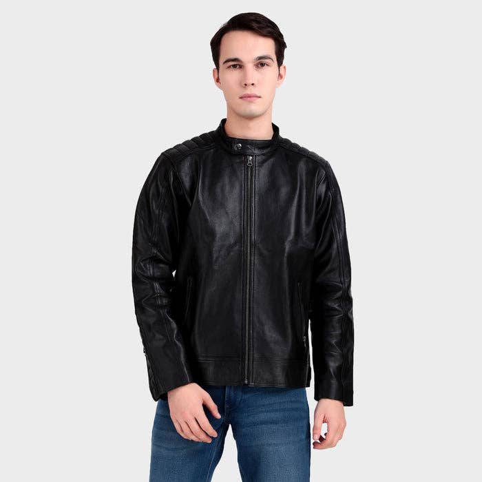 Chaqueta de cuero negra premium para hombre para venta al por mayor de Classy Leather Bags
