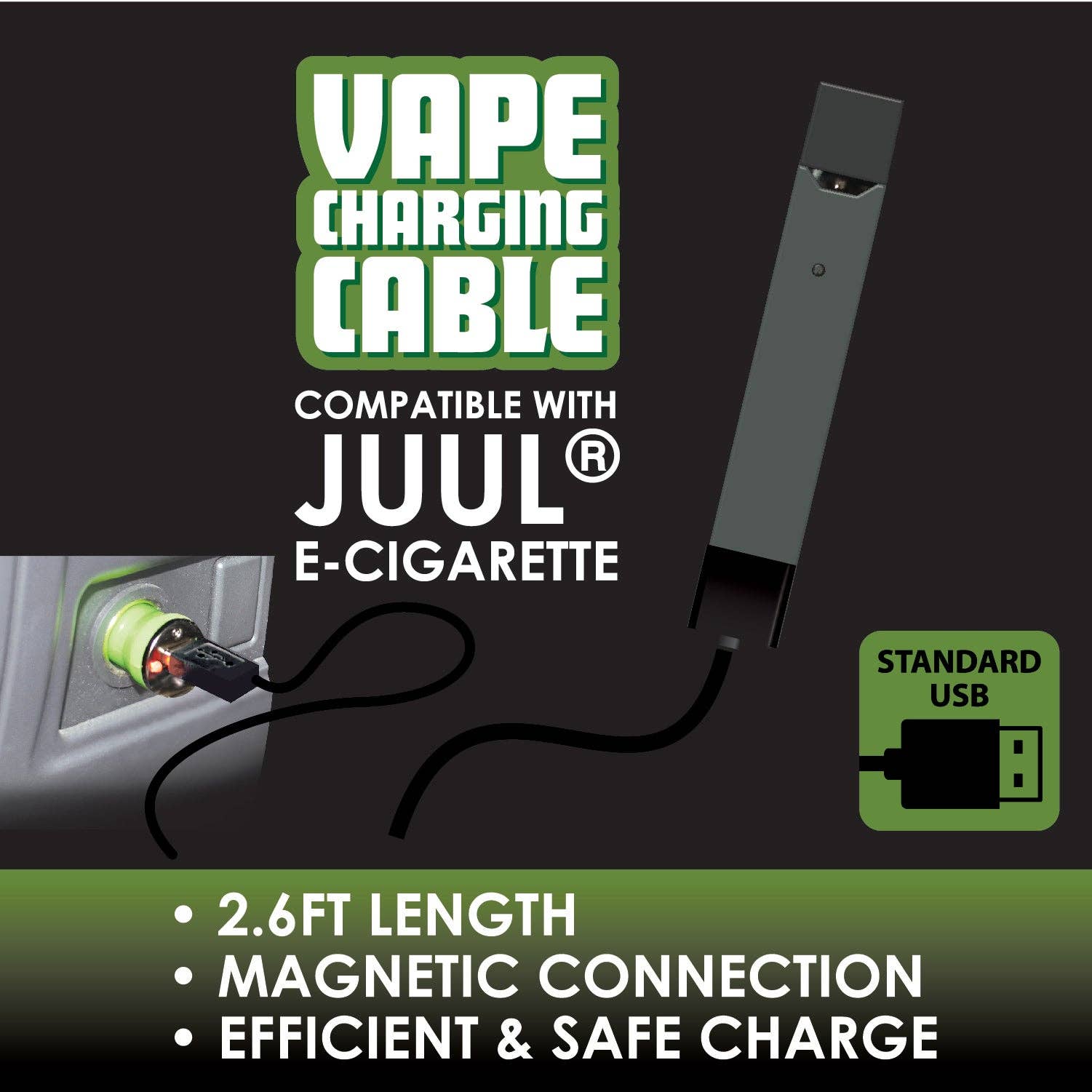 Novelty Brands - Wholesale Retailer Display - Home & Living - Smokezilla 2.6ft Vape Device USB Charging Cable - 6/Display3