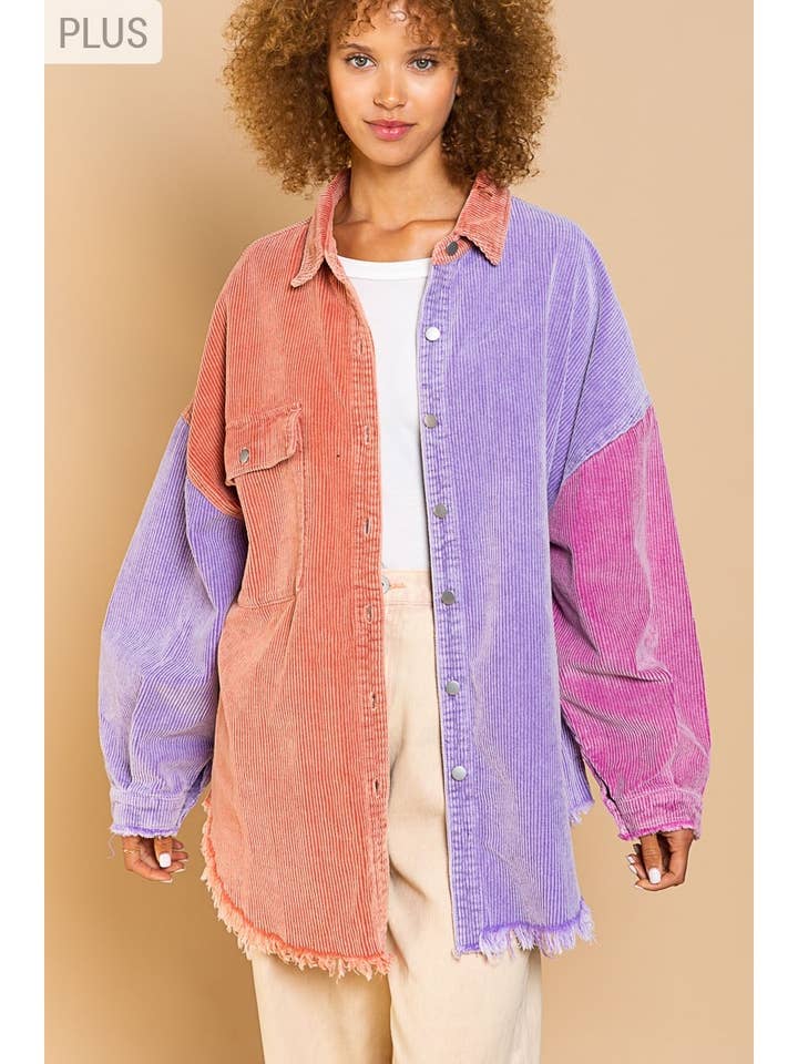 Pol Clothing - Wholesale Shirt Jacket/Shacket - Women's - SMJ183 PLUS Corduroy jacket SALE