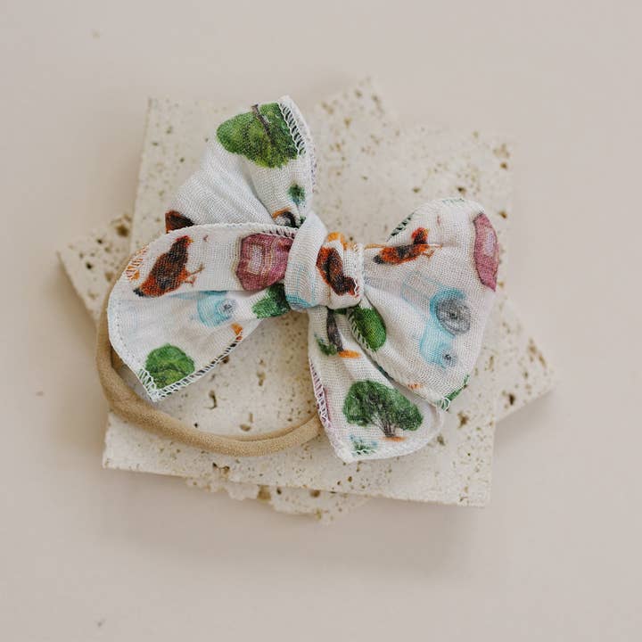 Golden Dot Lane - Wholesale Hair Bow - Kids - On The Farm Serged Gauze Bow4