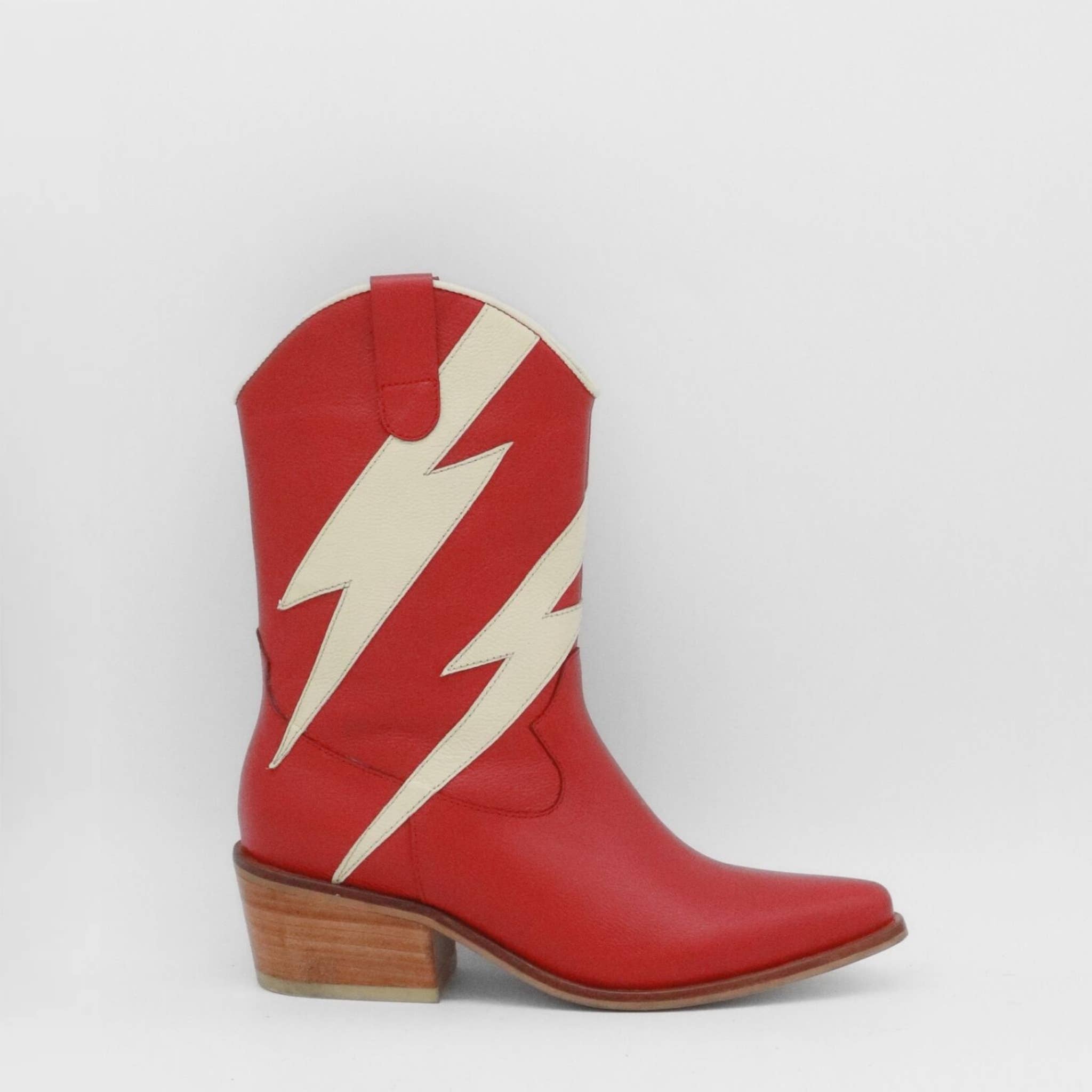 Idol Western Cowboy Women's Boots in Red Leather for wholesale on Faire
