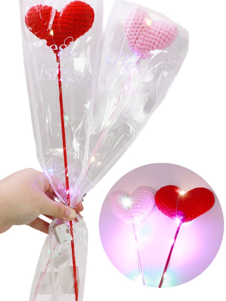 Romantic Heart LED Crochet Knitted Bouquet for wholesale by Cap Zone