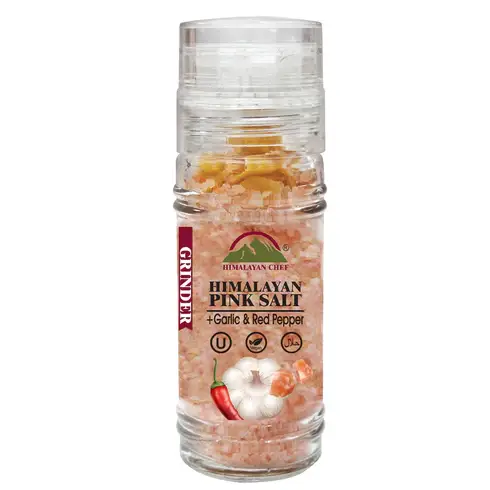 WBM LLC – wholesale Salt & pepper shaker set – Himalayan Chef Pink Salt Grinder, Small Glass Grinder, 4.2oz7