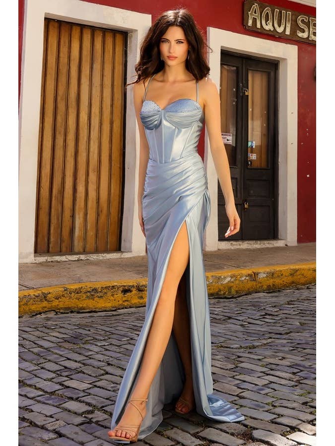 Bustier Corset Spaghetti Strap Satin Dress for wholesale by Babyfox Apparel