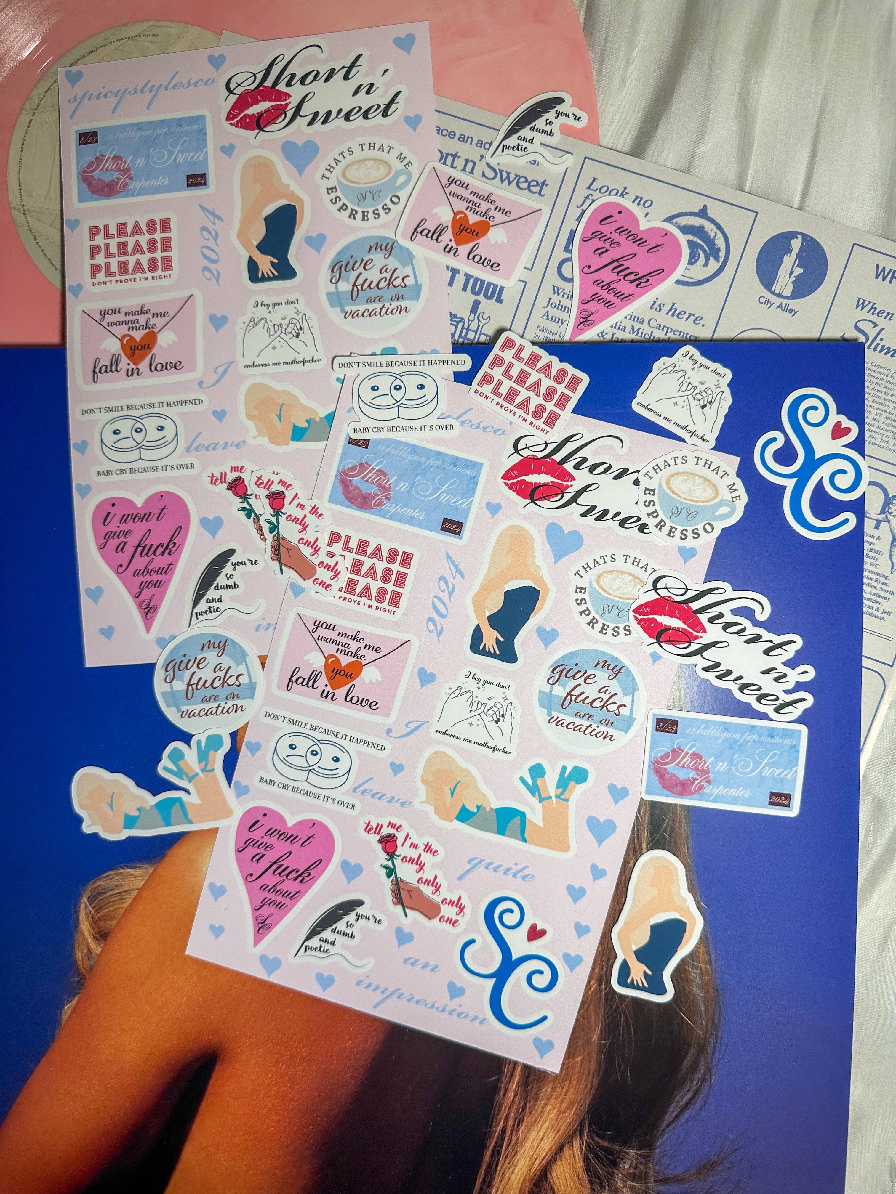 SpicyStylesCo – wholesale Sticker – short n'sweet SC6 sticker sheet1
