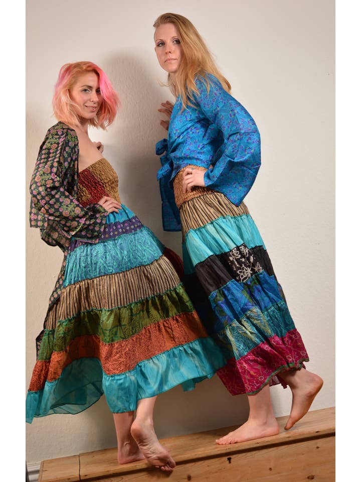 Emma's Emporium - Wholesale Skirt – Women’s - SS016 Recycled Silk Frill Skirt/Dress