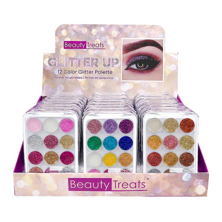 PINEAPPLE Beauty - Wholesale Eyeshadow Palette - Beauty Treats 741 Glitter Up 12 Color Glitter Palette - 24pc
