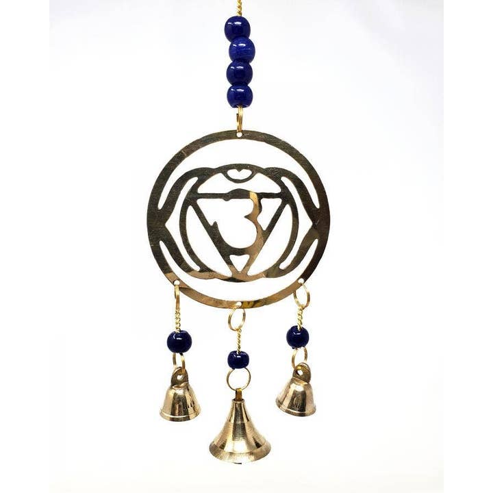GREENROOTS USA LLC - Wholesale Wind Chime - Blue Chakra (Third Eye Chakra) Brass Windchime 11" High