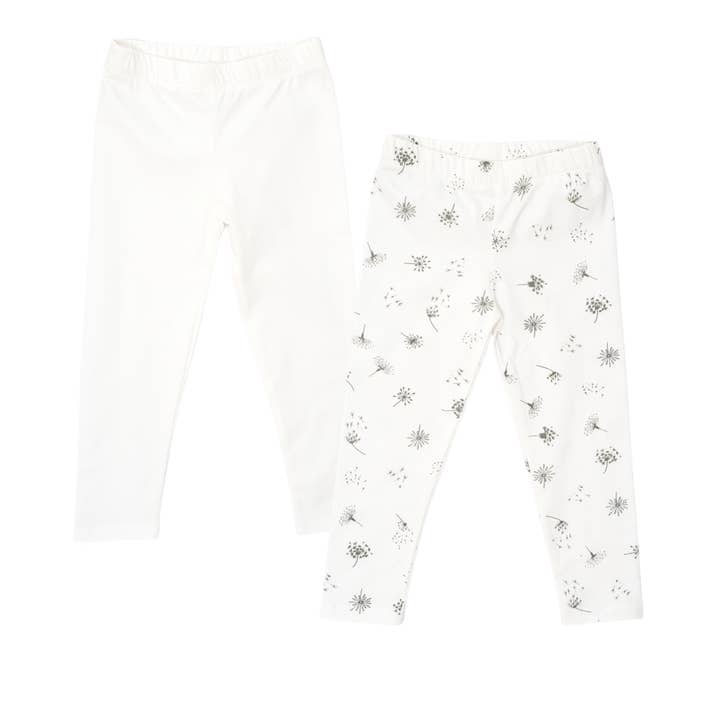 Lot de 2 leggings à la cheville pour filles - Nuage uni et pissenlit pour la vente par Pink Elephant Brands