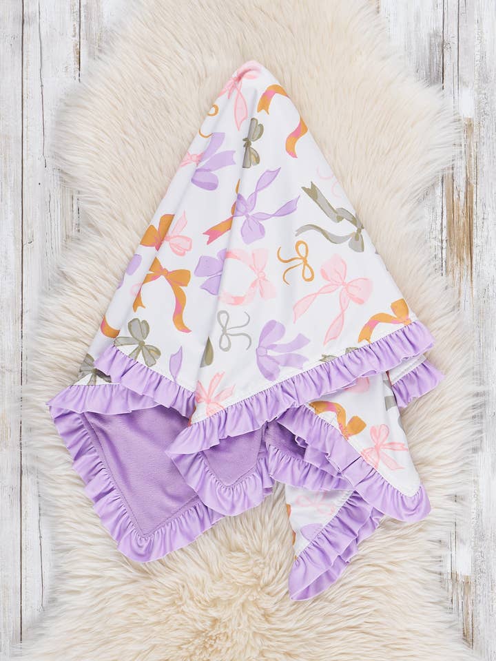 Marie Nicole Clothing - Wholesale Bedding Blanket - Kids & Baby - Bundle of Bows Minky Blanket0