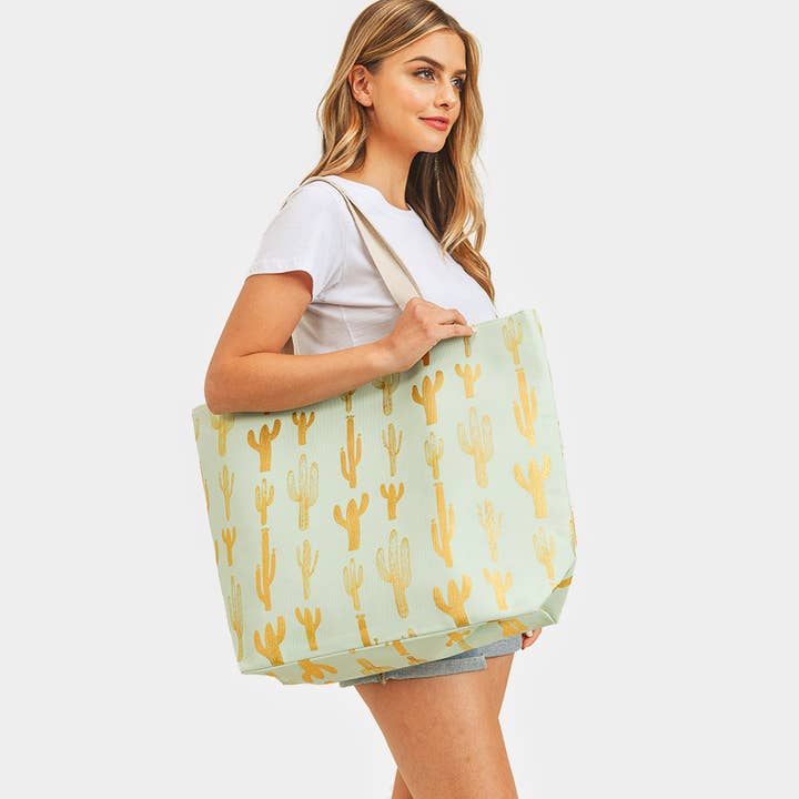 Sensibling Corp. - Wholesale Beach Bag - Cactus Foil Beach Bag