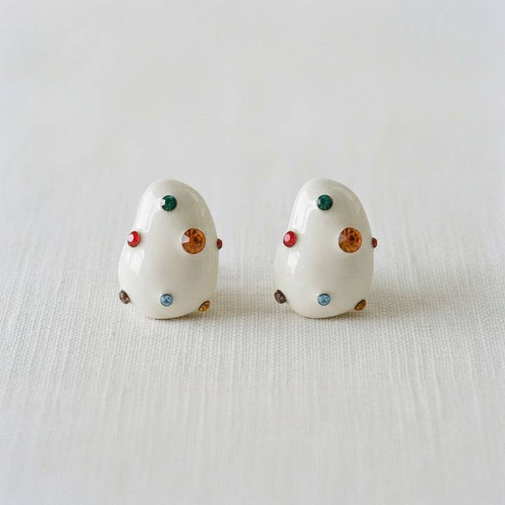 Vintage Drip Glaze Stud Earrings with Colorful Zirconia for wholesale by Ellemadera