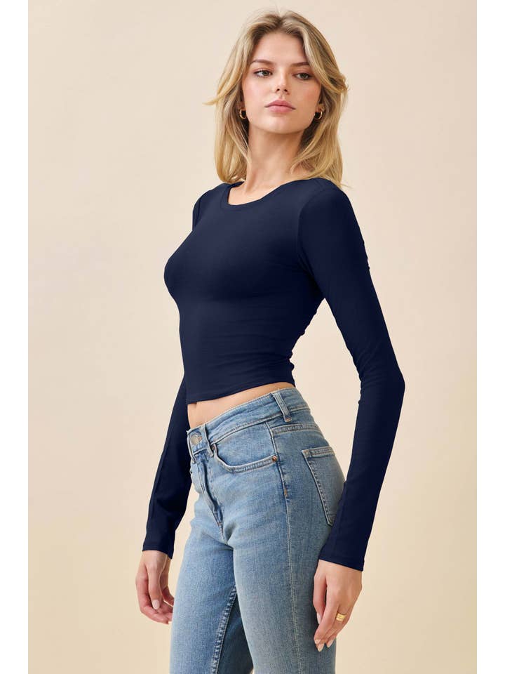 Heart & Hips - Wholesale Knit Top - Women's - JT49614L - LONG SLEEVE CREW NECK CROP TOP22