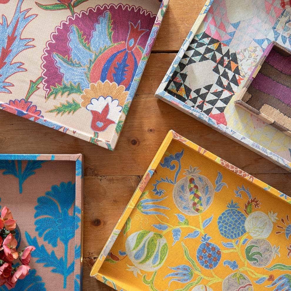 St. Frank - Wholesale Decorative Tray - Turquoise Daisy Suzani - Large Tray2