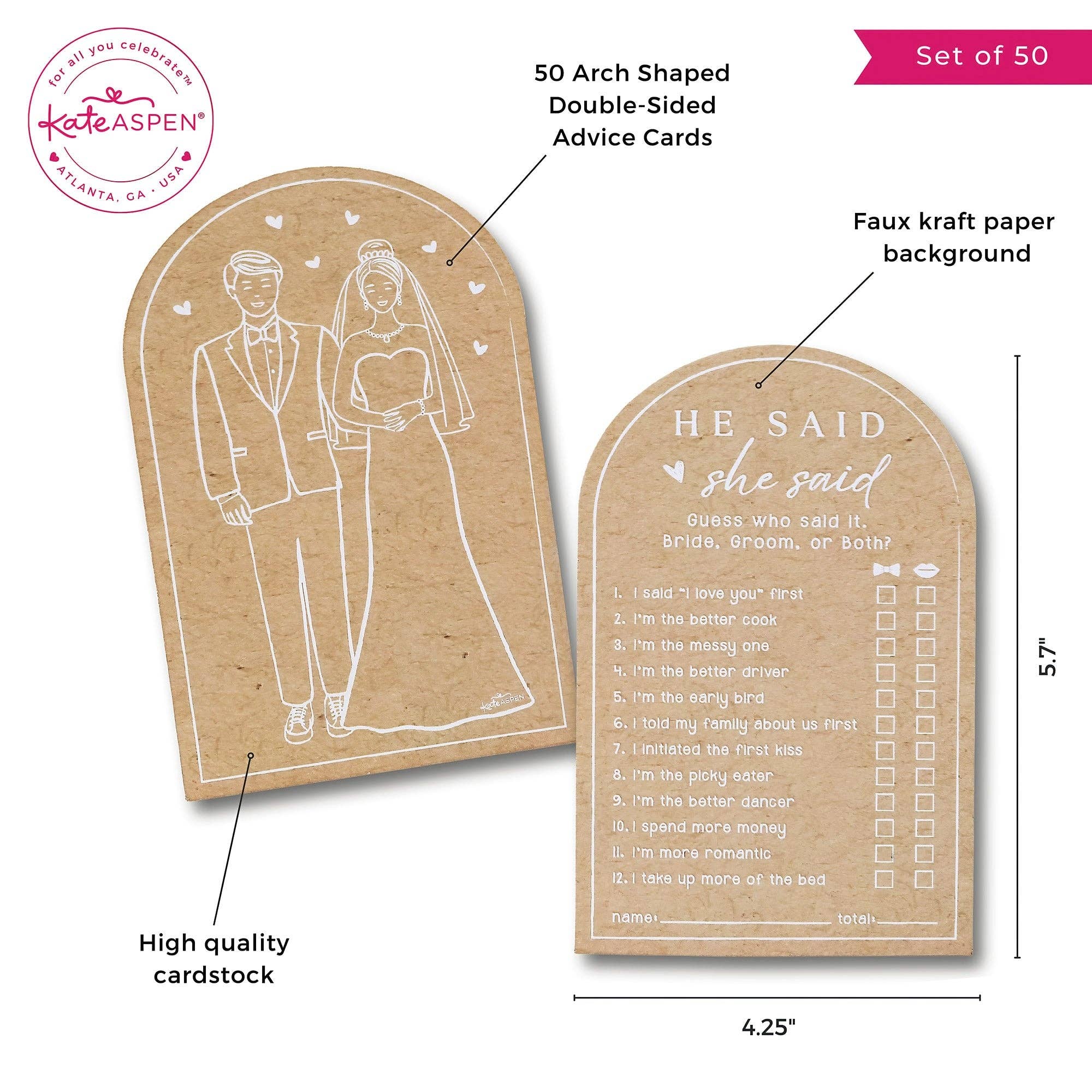 Kate Aspen - Wholesale Card Game - Wedding & Bridal Shower Activity - He Said She Said Game5
