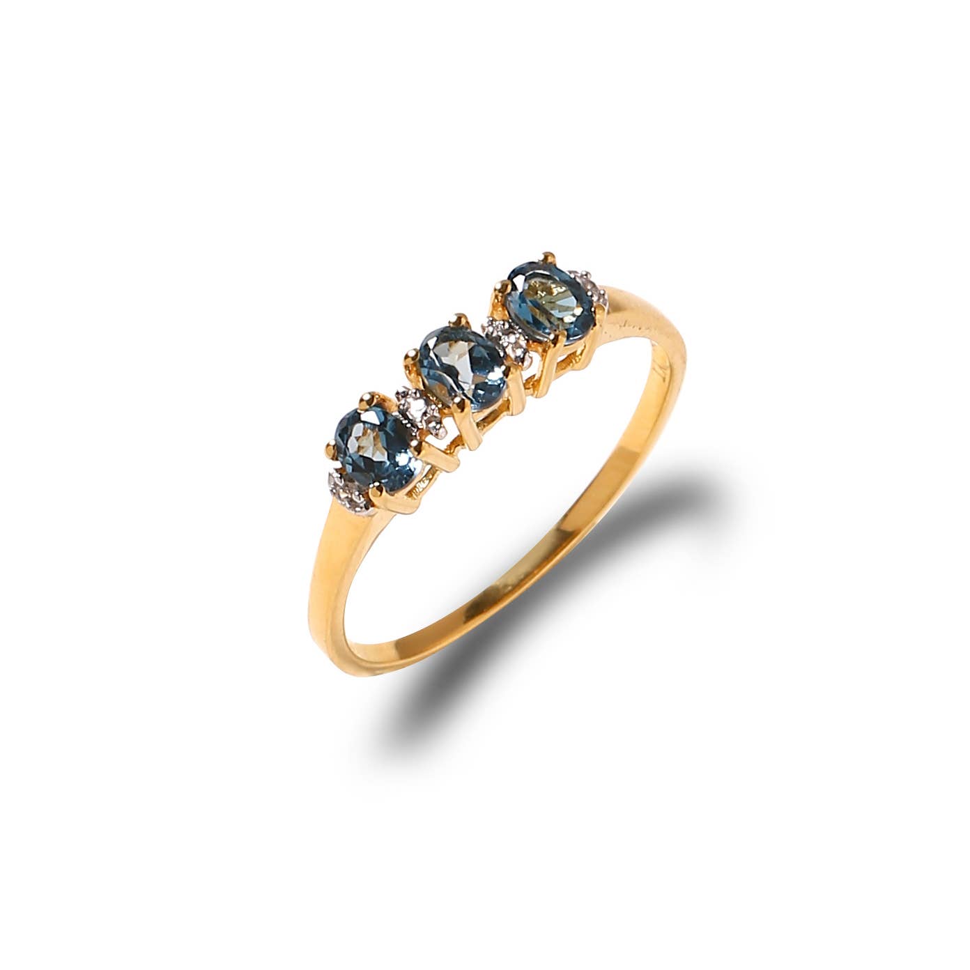 Tiramisu - Wholesale Single Stone/Solitaire Ring - 10K Yellow Gold Azure Trio London Blue Topaz Ring