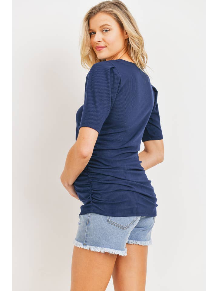 Hello Miz - Wholesale Top - Maternity - Ruched Puff Short Sleeve Maternity Top26