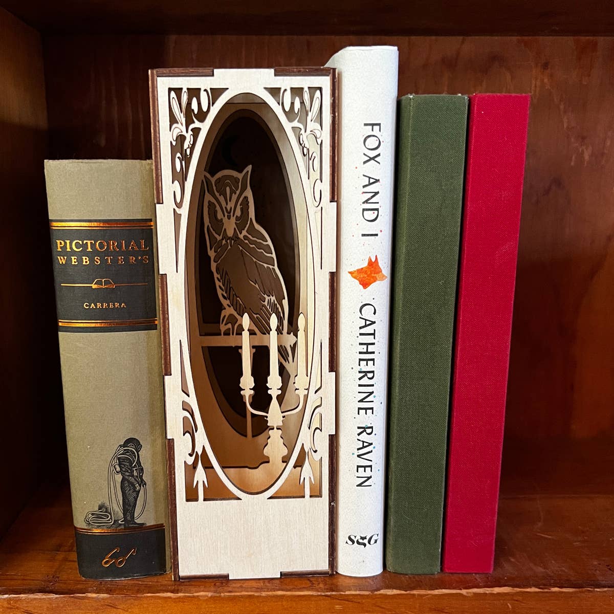 Squirrel Tacos Papercuts - Wholesale Bookend - Magical Book Nook Lighting - Library Owl under the moon2