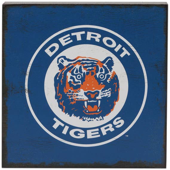 Detroit Tigers Logo On Wood Block Wall Decor for wholesale by Open Road Brands, LLC