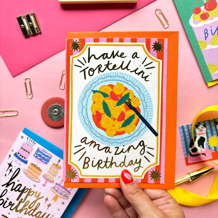Kerrie Illustrates – wholesale Birthday card – Have a Tortellini Amazing Birthday Card | Pasta lover Foodie2