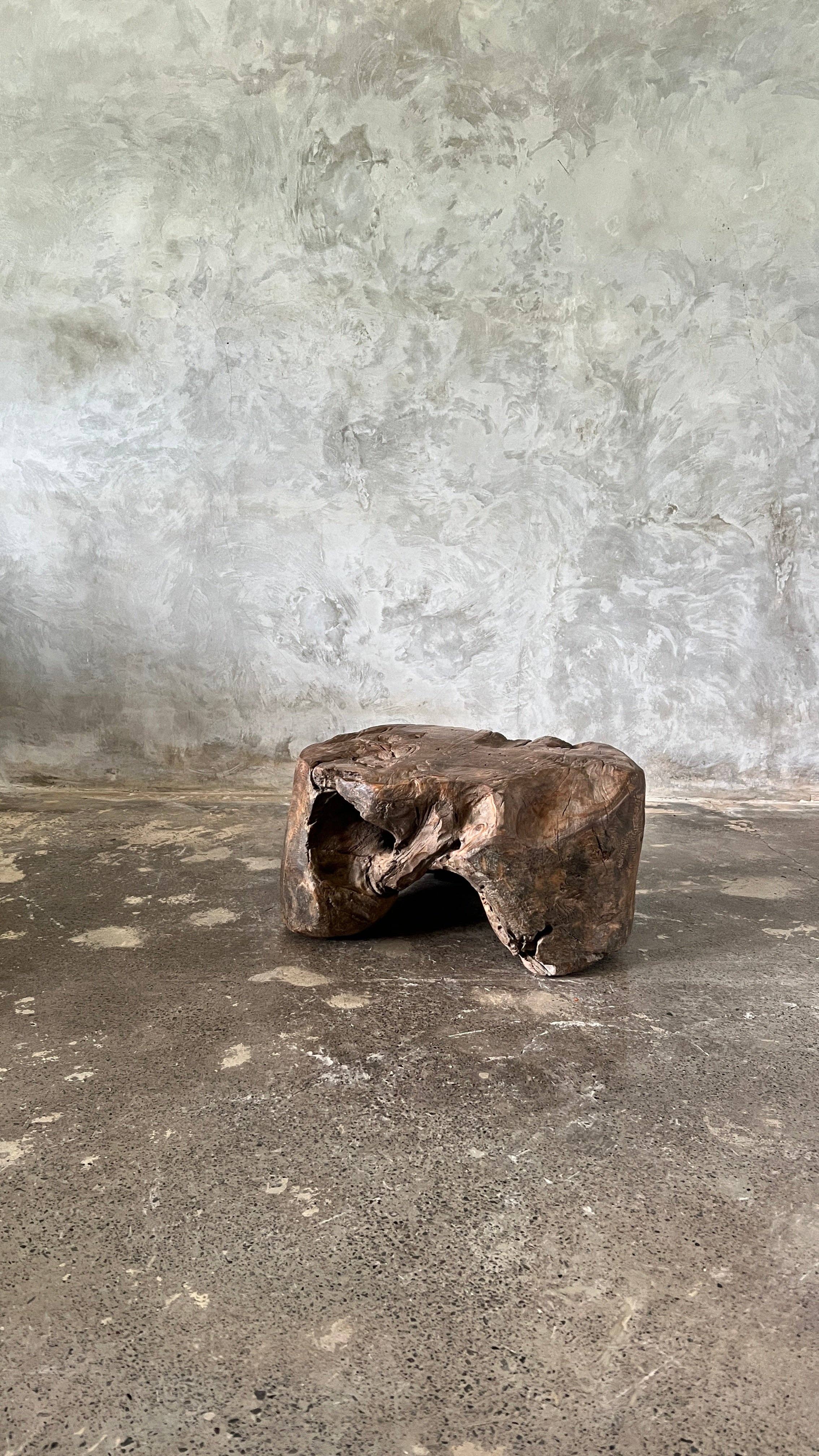 Office Objets - Wholesale Side Table - Small round coffee table in solid monoxyle organic teak D:47 H:254