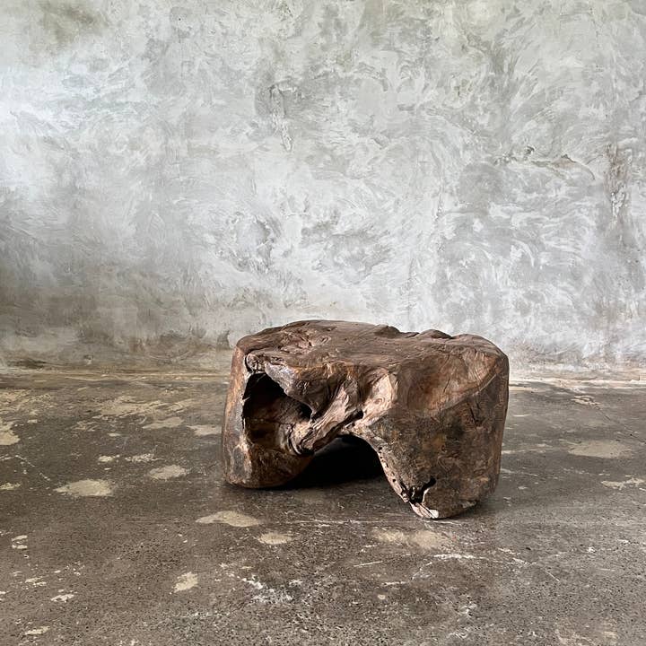 Office Objets - Wholesale Side Table - Small round coffee table in solid monoxyle organic teak D:47 H:254