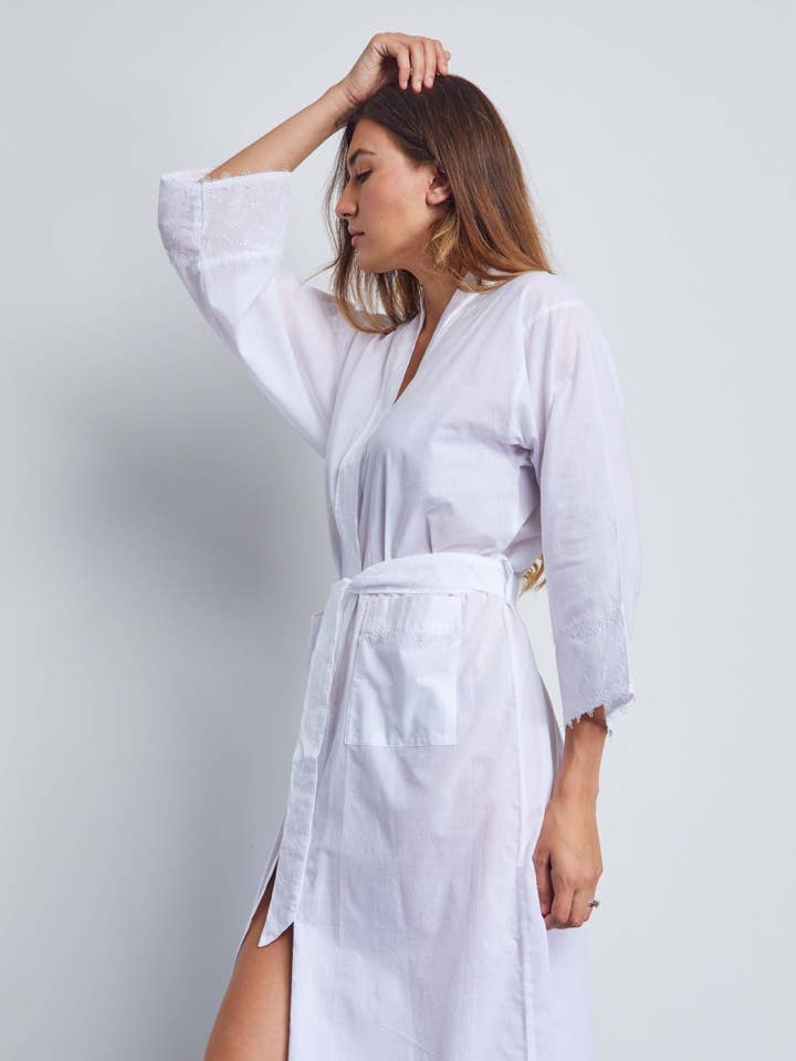 Thaw Cottton Voile & Brodererie Anglaise Kimono for wholesale by Cottonreal