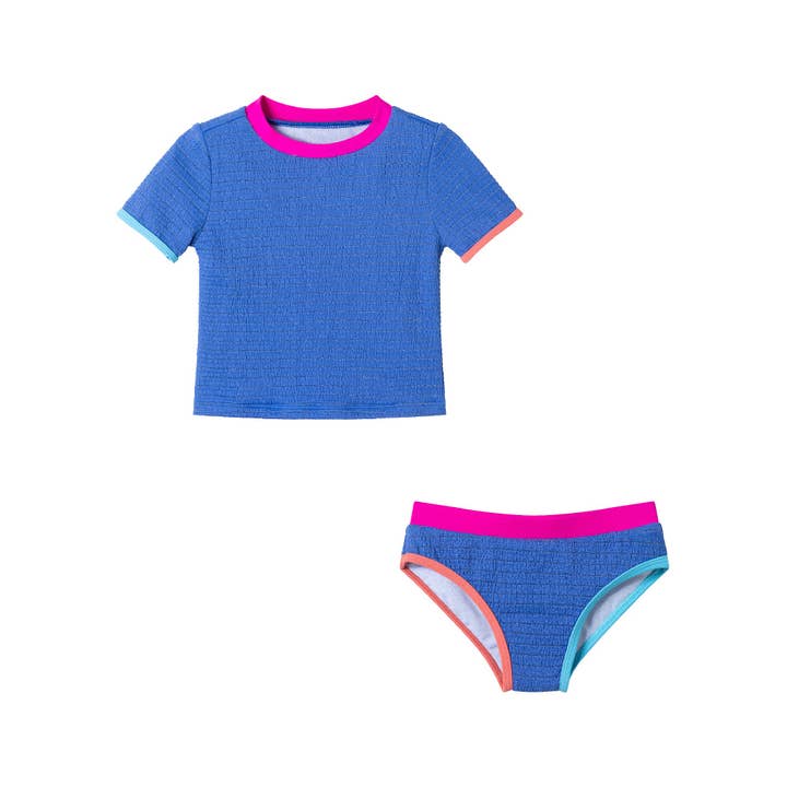 Kids (2-6x) Short Sleeve Rashguard Set | Cobalt Blue for wholesale by Andy & Evan