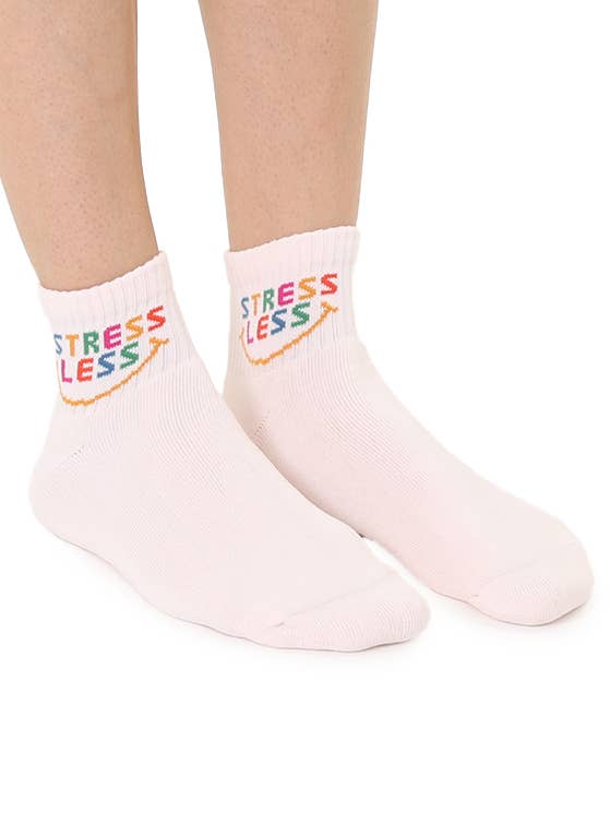 Living Royal - Wholesale Socks - Unisex - Classic Ankle Socks w/ Ribbed Tubing - "Stress Less" - Beige
