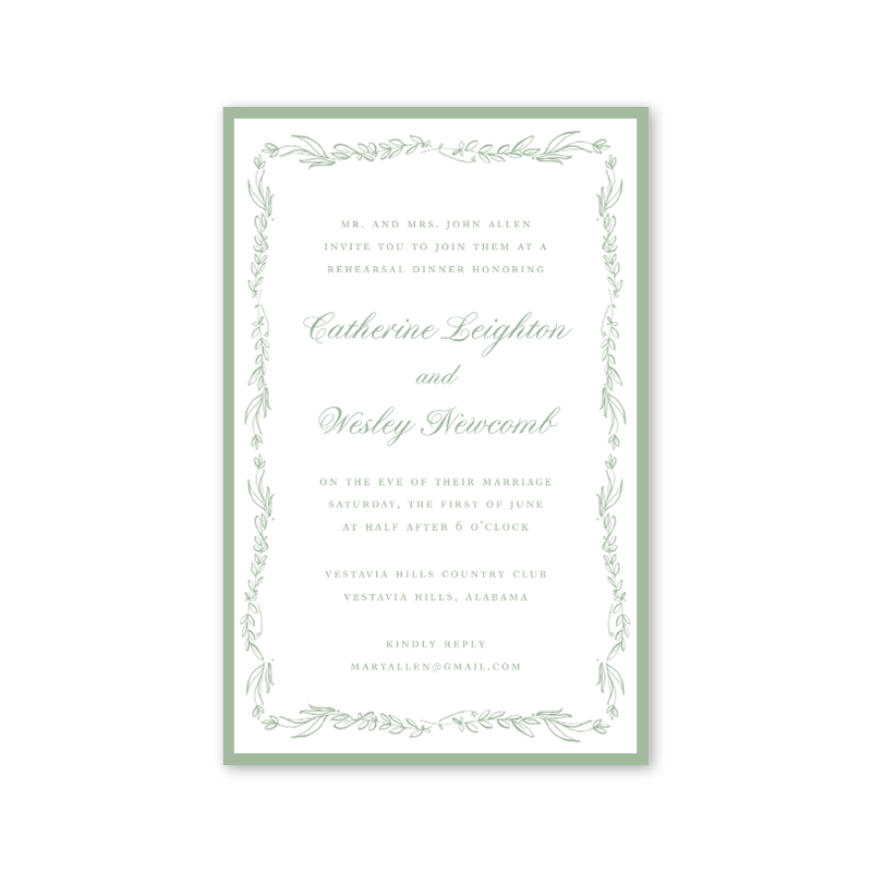 Dogwood Hill - Wholesale Invitations - Floral Sage Bulk Invitation1