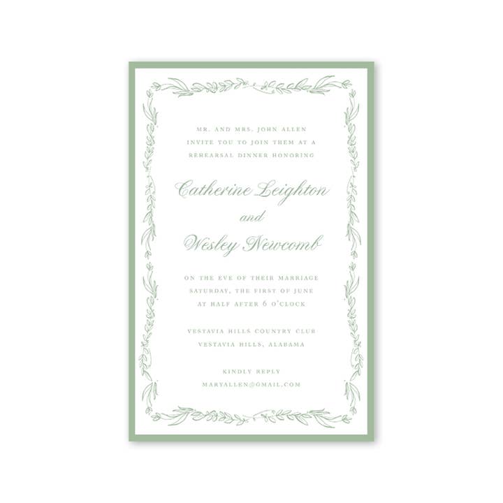 Dogwood Hill - Wholesale Invitations - Floral Sage Bulk Invitation1