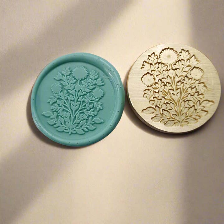Soothi | Containers Of Creativity - Wholesale Rubber/decorative stamp - Elegant Floral Wax Seal Stamp - Botanical Design for Invitations & Crafts1