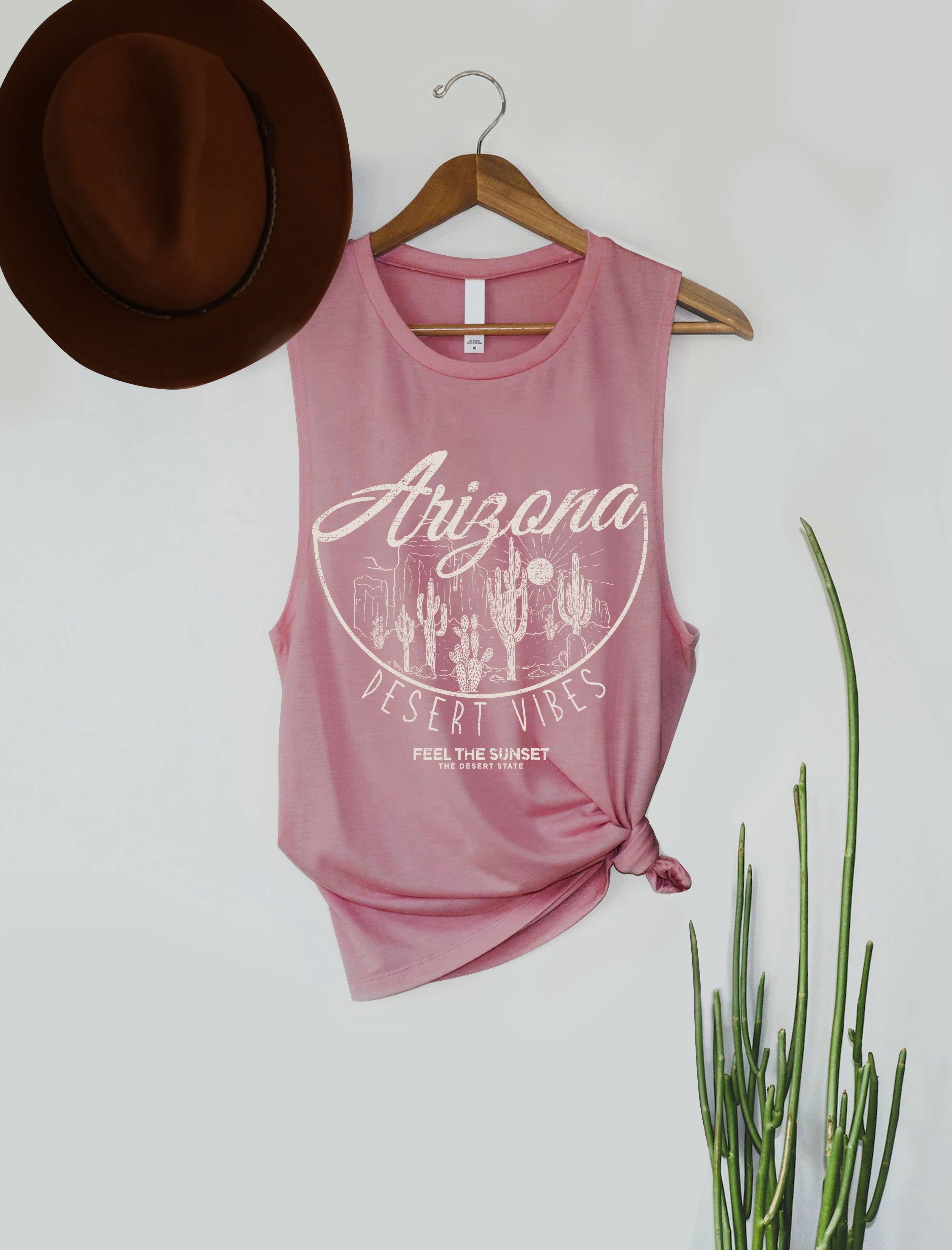 PINK NABI – wholesale Tank top – Women′s – Arizona Desert Vibes Cactus Graphic Women's Tank Top1
