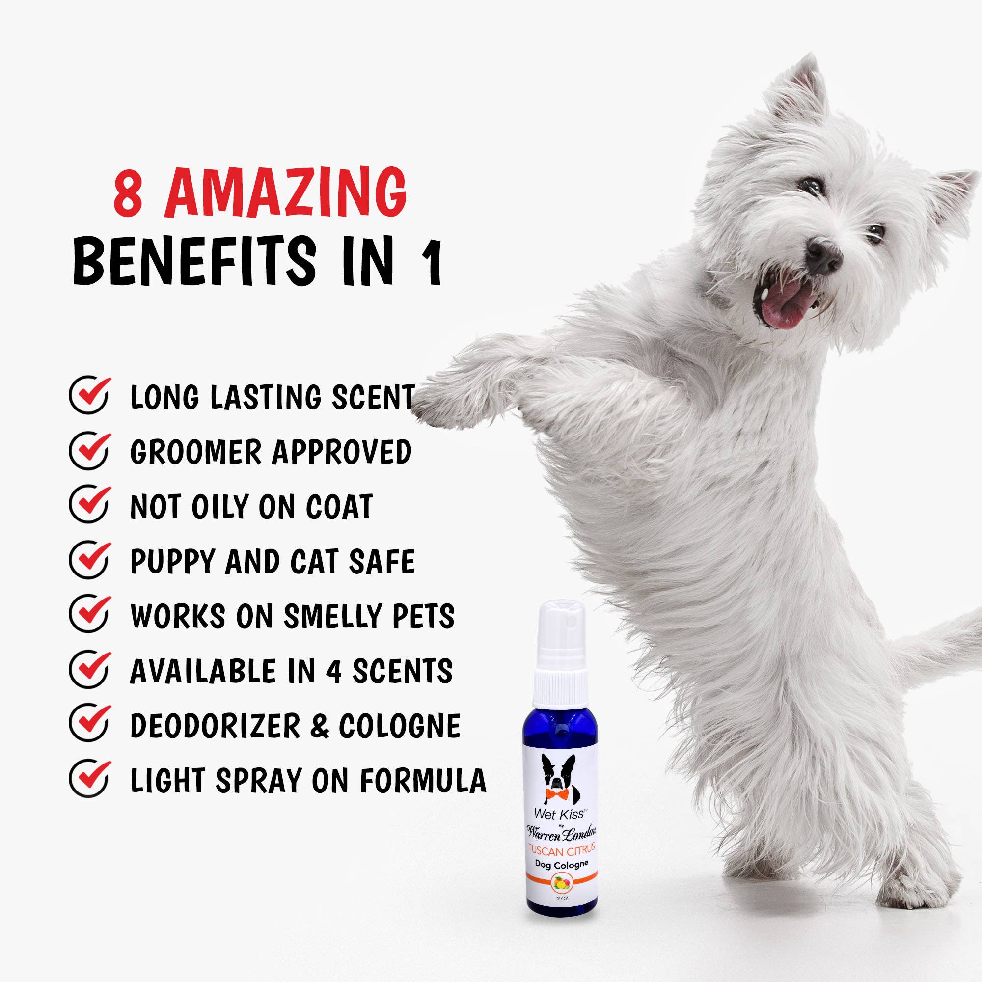 Warren London Dog Products - Wholesale Pet Deodorizing Spray - Wet Kiss Dog Cologne  - 2 oz3