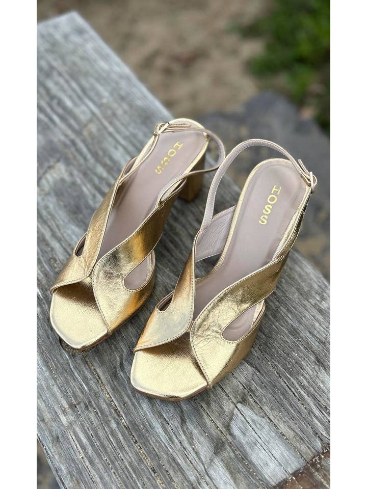 HOSS - Wholesale High heels – Women’s - hoss Capri Block Heel - Gold Leather