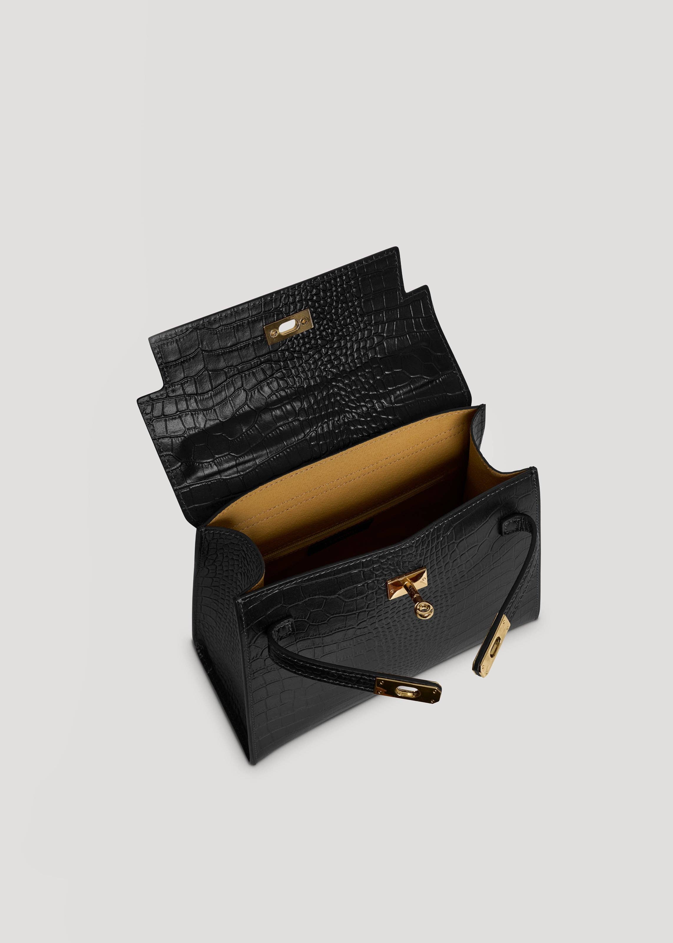 Voemièn - Vente Sac à main avec poignée sur le dessus – femme - Sac Édition Limitée Zaira en Cuir Coco Noir5