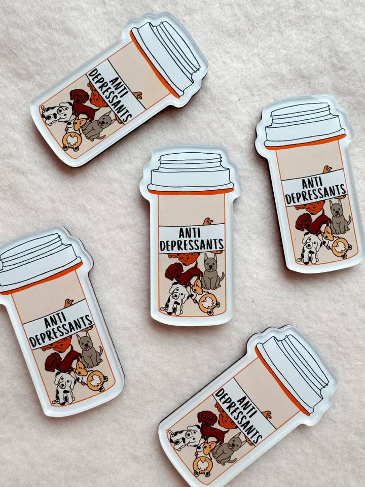 Dog Pill Bottle Magnet for wholesale by Our Cheery Corner