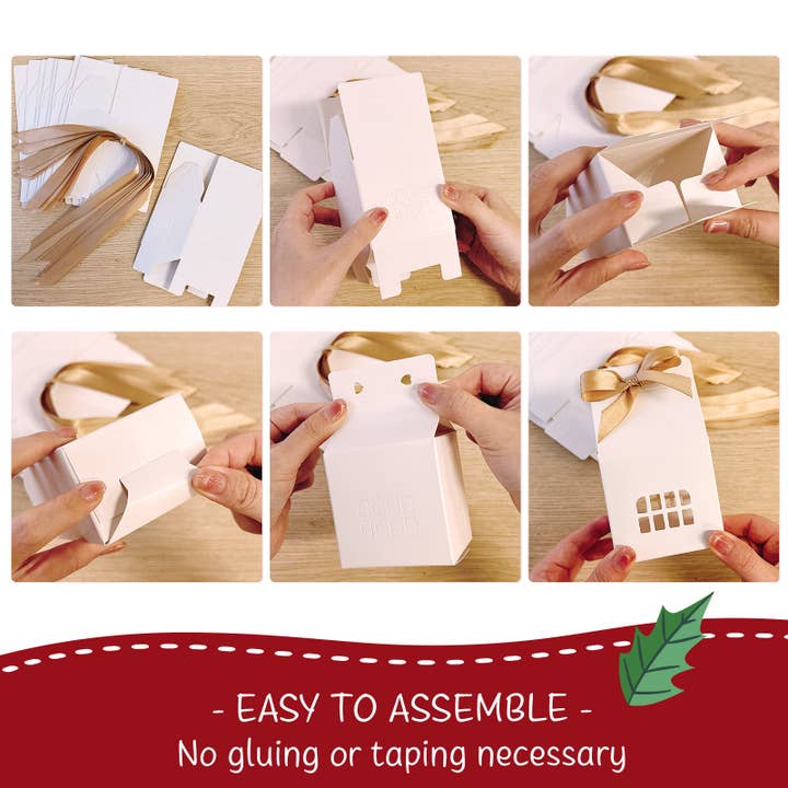 Wrapables.com - Wholesale Gift Box - Wrapables House Shaped Gift Boxes with Ribbons (Set of 12)