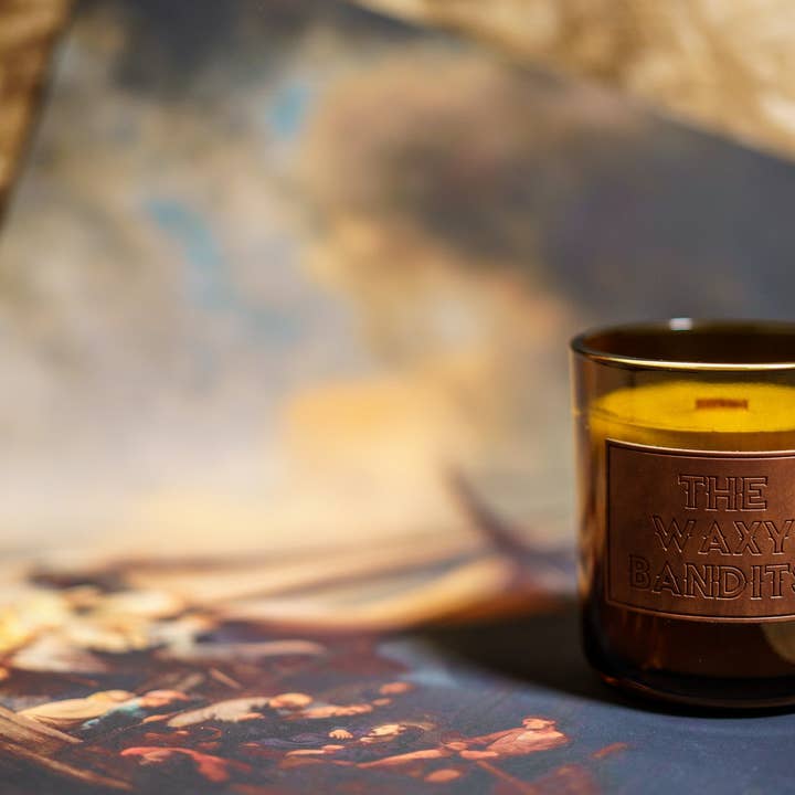 12oz wooden wick manly candle; coco apricot wax for wholesale by rad+co APOTHECARY