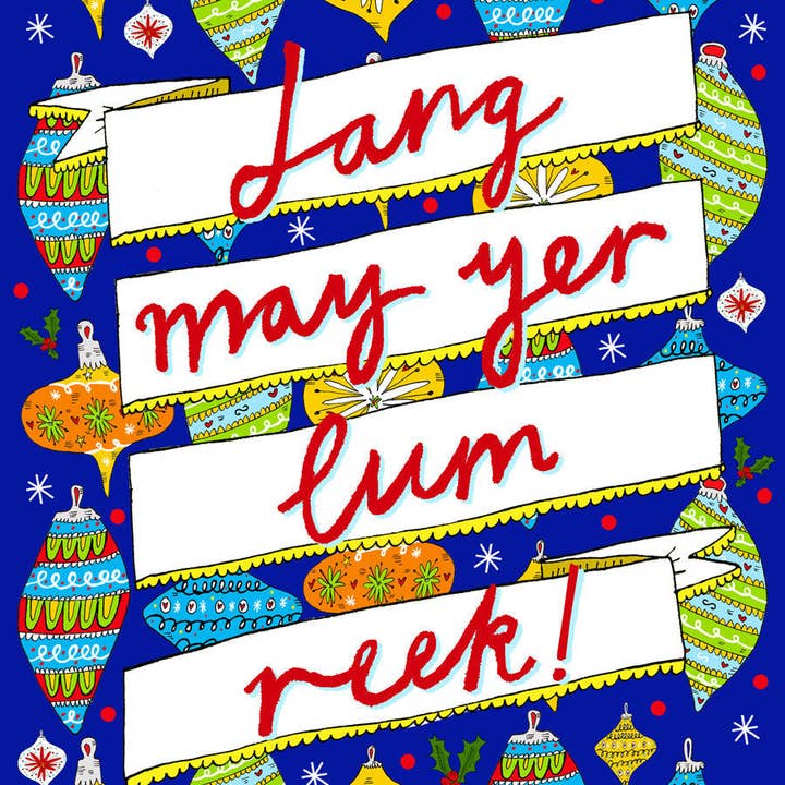 Claire Barclay Draws - Wholesale Christmas card - Lang May Yer Lum Reek! Christmas Card PACK OF 61